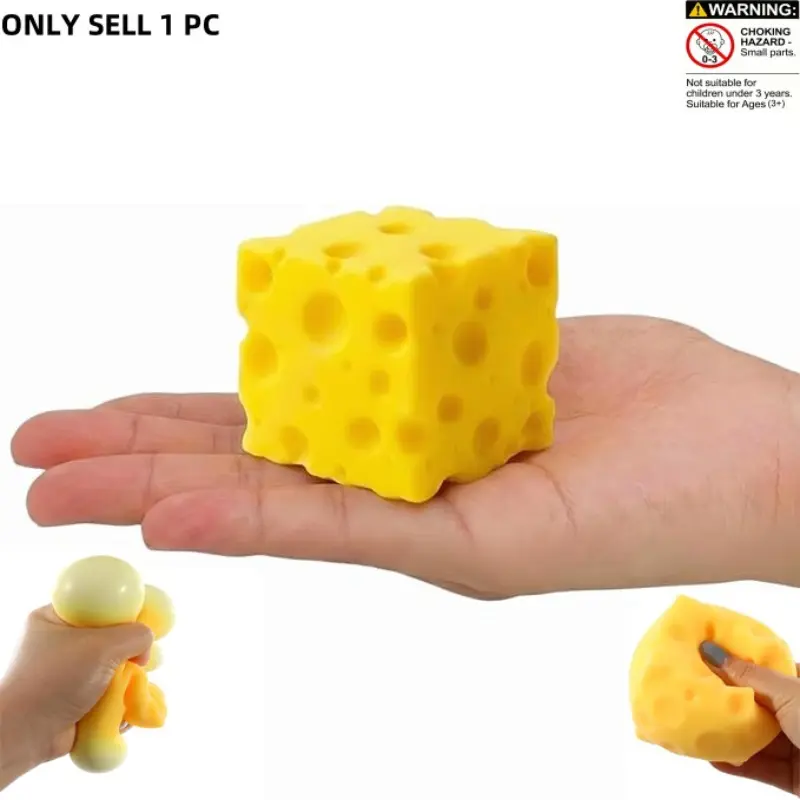 MIni Yellow Cheese Squeeze Toy,Soft Novelty Toy,Rebounding Sensory,Help for Relax,Stress Relief Squishy,Food Theme Cheese Cubes Squishy Toys,Squishy Sensory Play