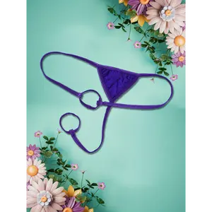 2-Pack Men'S Sexy G-Strings, Men'S Low Rise Hollow Mini Thong, Elastic Band O-Ring Bikini Briefs, Open Men'S Sexy Underwear