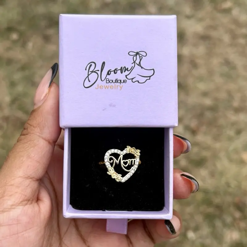 Bloom Jewelry Mom Ring - Gold Plated, Water Resistant, Features Heart Design
