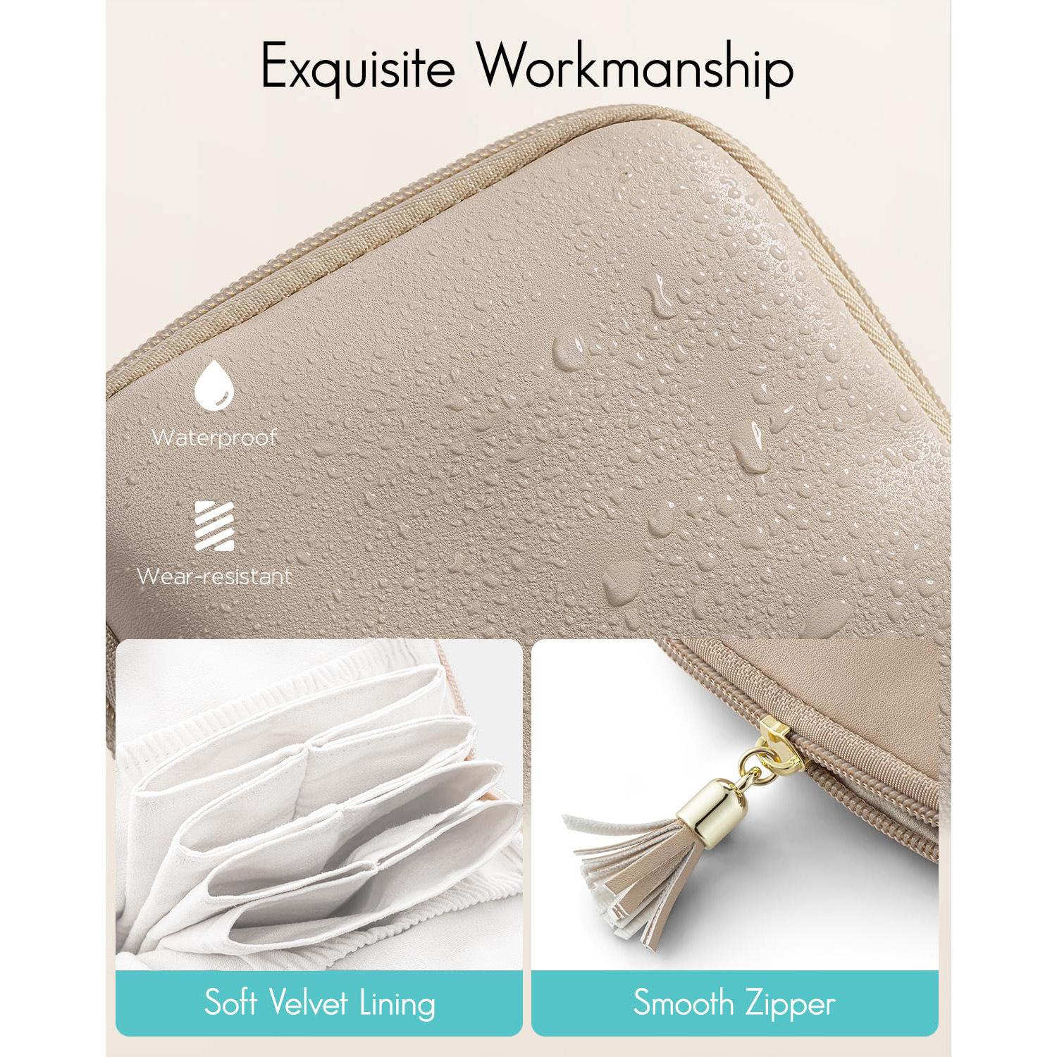 1 Pack Small Travel Jewelry Case for Women Gift Mini Velvet Pouch Organizer Bag with Zipper Portable Waterproof for Rings Necklaces Earrings Bracelets Brown