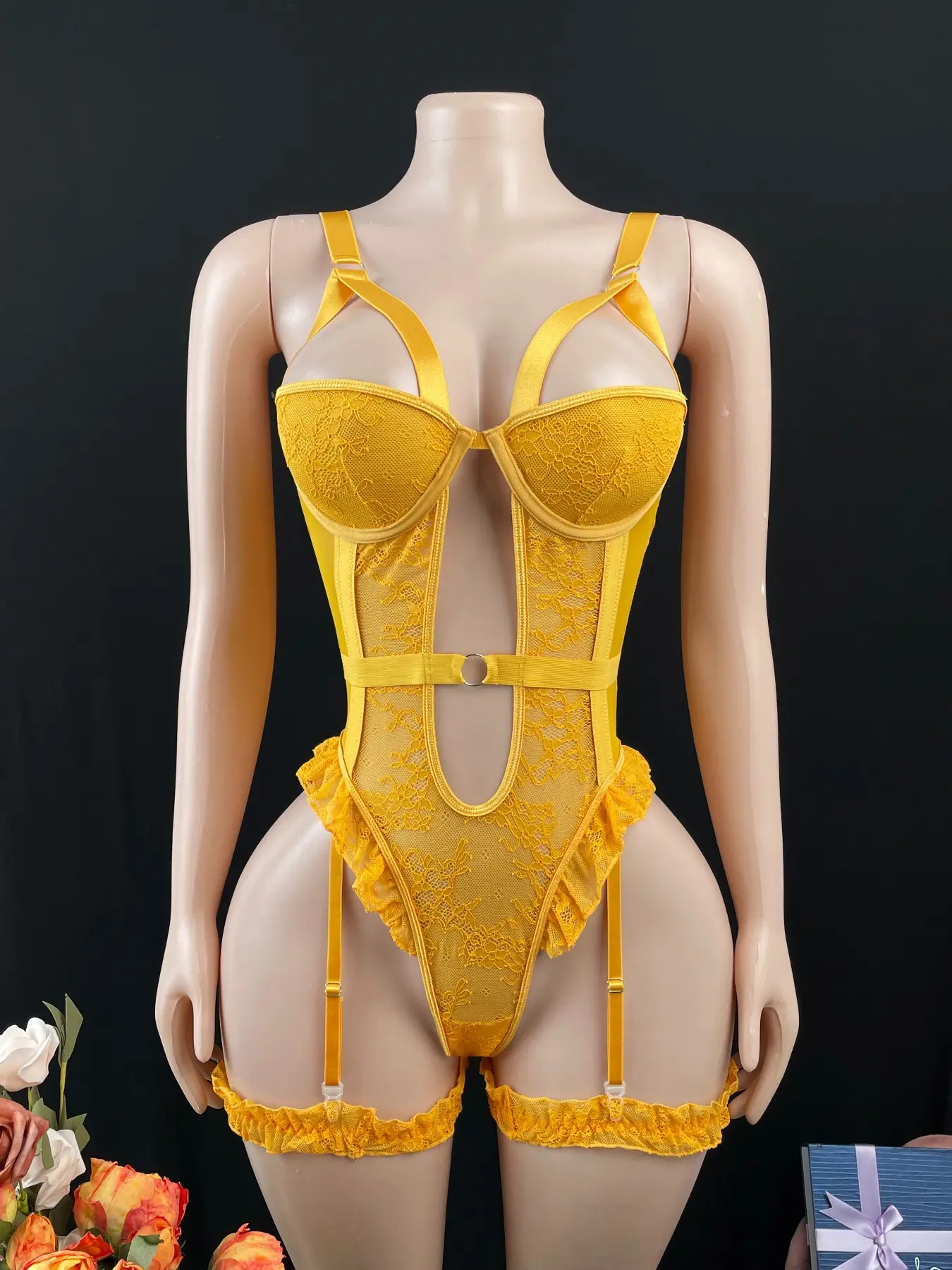 Fashion Sexy Women's Soft Supportive Lingerie Lace One-Piece Bodysuit with  Steel Support, Backless Design, Adjustable Straps, Comfortable and Stylish,  All Seasons Wear, Hot Lace Bodysuit