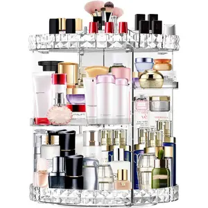Makeup Organizer 360  Rotating 7 Adjustable Layers Large Capacity  Organizer Transparent Make Up Organizers and Storage