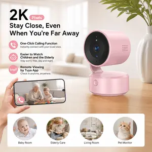 5MP Mini PTZ Camera Indoor 360 Degree 2 Way Audio Smart Home Security Baby Monitor Tuya App Night Vision Wireless Video Surveillance Motion Detection Remote Access