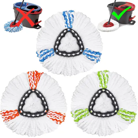 3PC Microfiber Spin Mop Heads Compatible with EasySwing 1-Tank System, Triangular Water-Absorbent Cloth for Hard Floors & Tiles