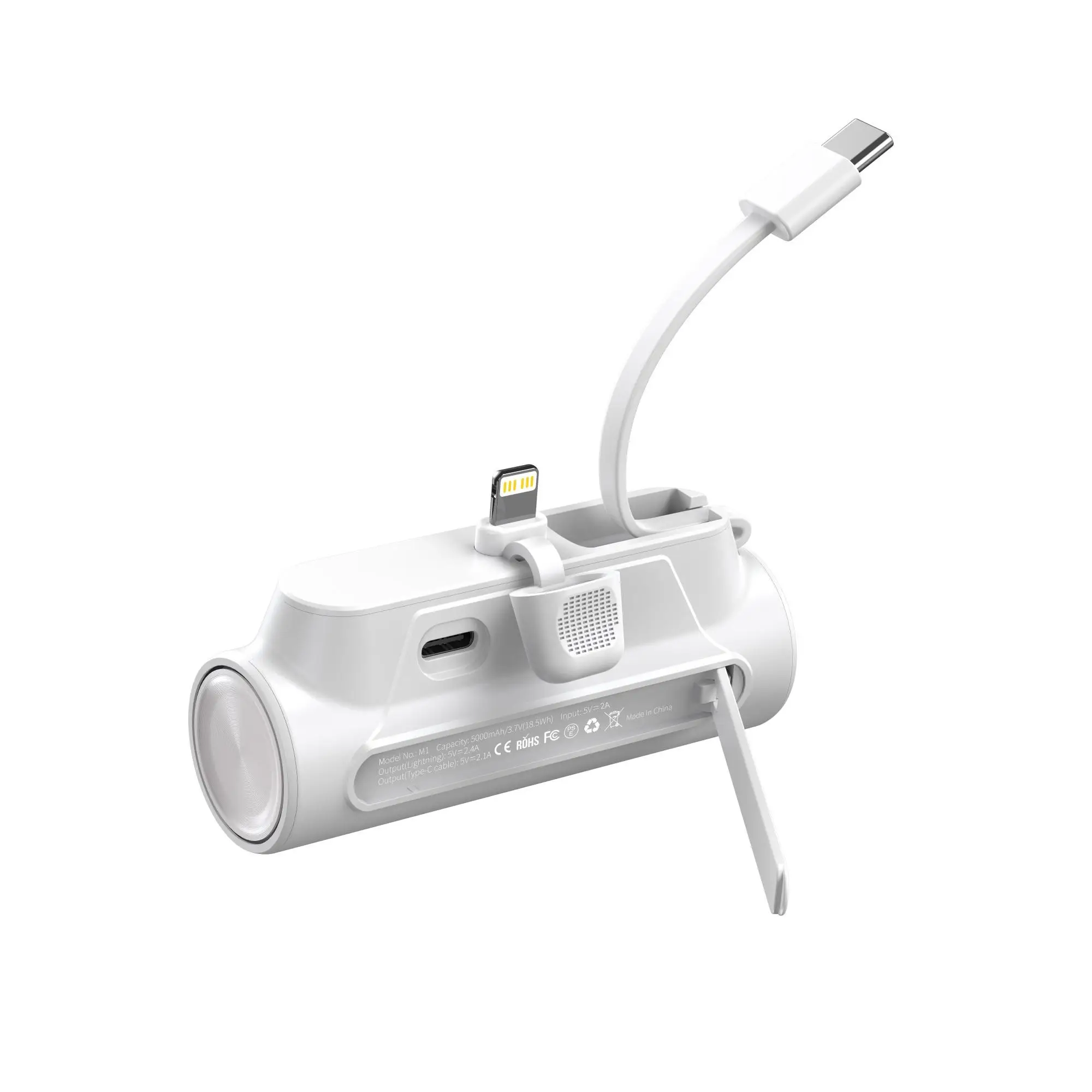 Portable Type-C Rechargeable Phone Battery With Holder, 5000mAh Fast Charging Battery for iPhone, Quick Charging Stand Mini Battery for Music Festival