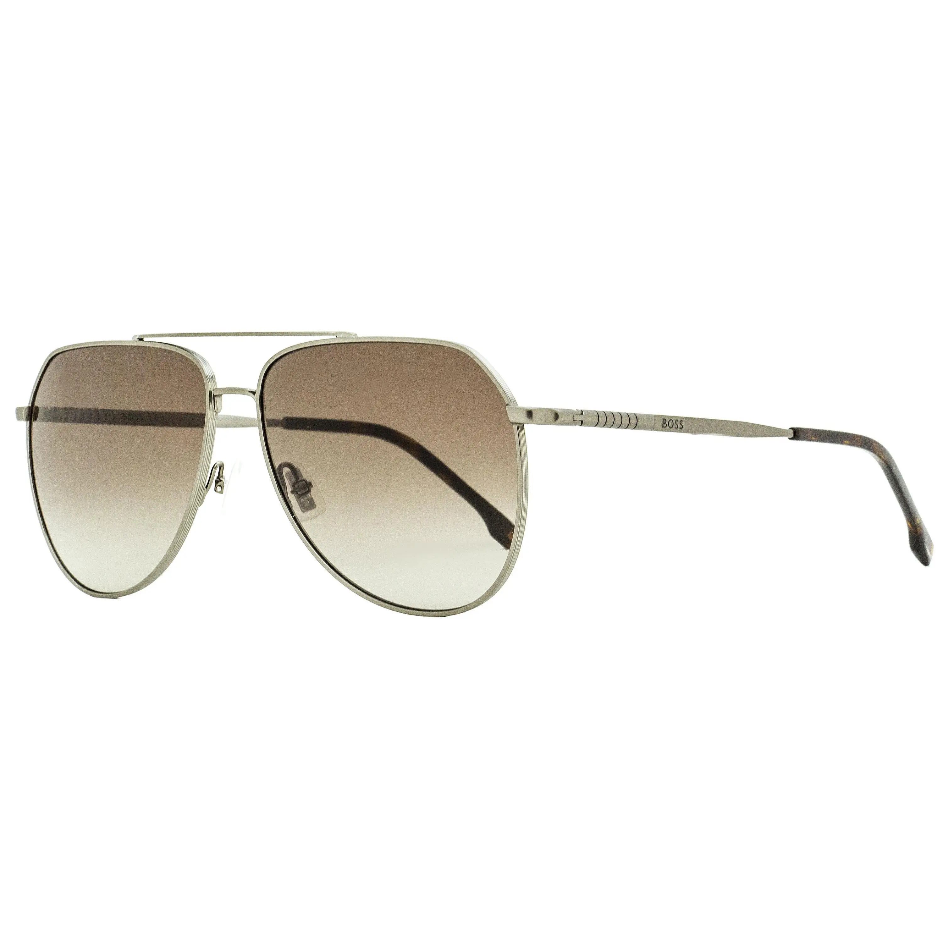 HUGO BOSS Men's B1447/S Square Pilot Sunglasses, Stainless Steel and Beta Titanium with Flexible Fit, 100% UV Protection Lens, Ruthenium 61mm, Versatile And Functional, Male Fit, Everyday