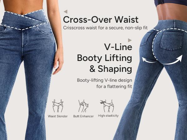 BRXL High Waisted Stretchy Crossover Denim Jeans for Women Flare Jeggings Bootcut Denim with Pockets Trendy & Flattering #Streetwear #outdoorfun #tiktokshopspringglowup #cute summer outfits#Summervibes #beachoutfit #summer outfits #4th of july outfits-1