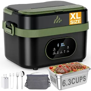 Cordless Electric Lunch Box XL 6.3-Cup, 60W  Heating Portable  Warmer with Scheduled Heating, Removable Divider, Large Capacity Heated Lunch Box for Work & Outdoor