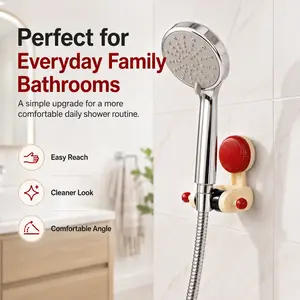 Adjustable Suction Cup Shower Head Holder - Wall-Mounted, No-Drill, Removable Handheld Shower Bracket for Bathroom (Home & Bathroom Supplies Accessory)