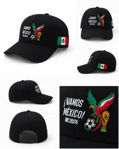 Embroidered Cotton Baseball Cap with Eagle and Soccer Ball Design, All Seasons Everyday Fashion Accessory for Mexico 2026 Supporters