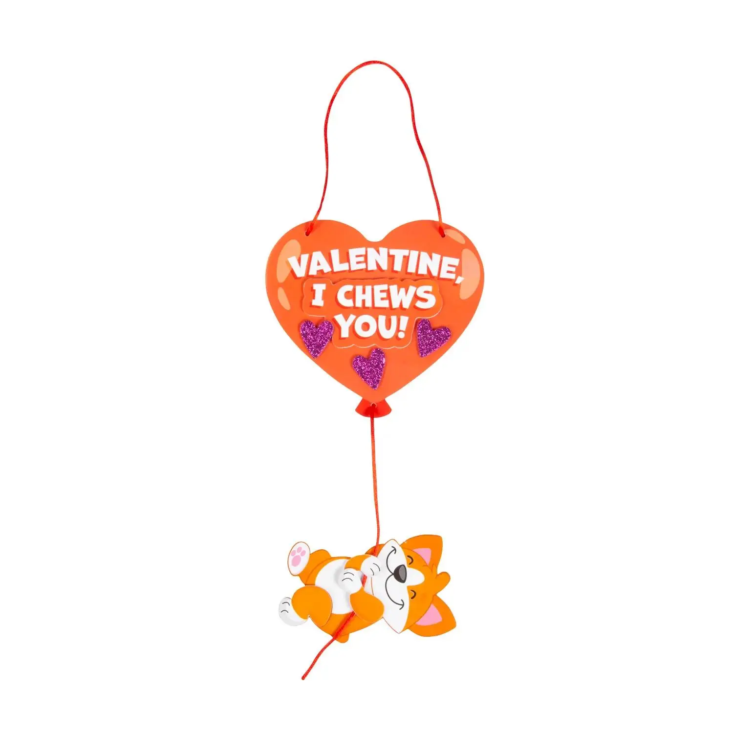 Fun Express Corgi on Valentine Heart Balloon Sign Craft Kit - Makes 12