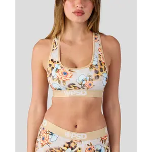 PSD Women's Floral Roar Racerback Sports Bra - Comfortable, Breathable, Ultra-Light Fabric