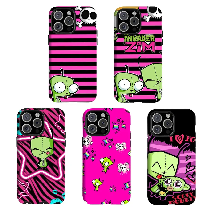 Y-Y2K emo Invader Zim-themed phone cover,Having good protective properties,for iPhone 16 15 14 13 12 11 17Pro Max,for Samsung S25 S24 S23 S22 Ultra,Suitable for giving as gifts, for Christmas and Thanksgiving Day