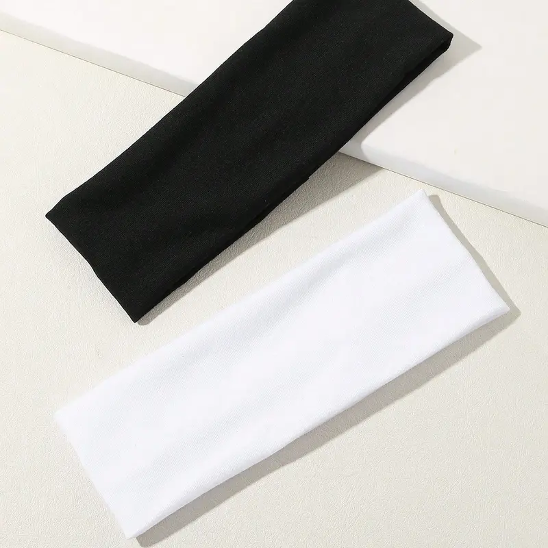 2pcs Wide Sports Headbands, Sweat-Wicking Running Headband for Men & Women, Fitness Gym Yoga Badminton Accessories, Sweat Absorbing Headband, Workout Headband, Training Headband