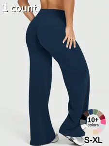 Women's Wide Straight Leg Leggings, High Waist High Stretch Tummy Control Butt Lifting Casual Trousers for Sports Yoga Gym Workout, Solid Color Ladies Sportswear for All Seasons