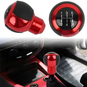 BRAND NEW Universal 5 Speed Manual Gear Leather Round Ball Shift Knob Shifter Lever