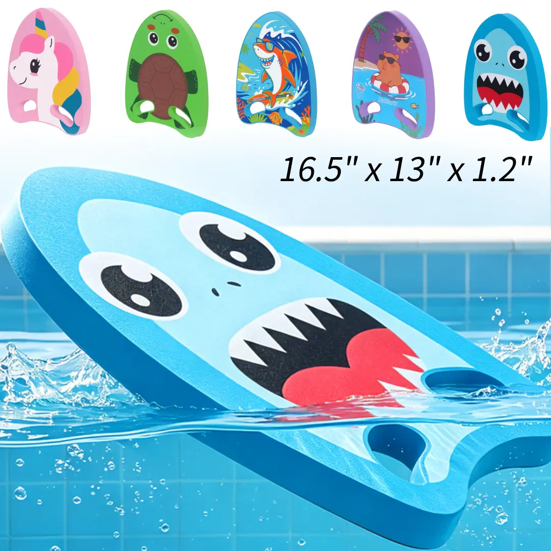 Kids Swimming Kickboard - EVA (Ethylene Vinyl Acetate Foam) Training Gear with Cartoon Print, Lightweight, Ergonomic Buoyant Grip Handles for Toddlers & Beginner Swimmers