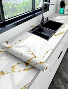 Marble Self-Adhesive Wallpaper – Waterproof Kitchen Cabinet & Wall Decor Sticker