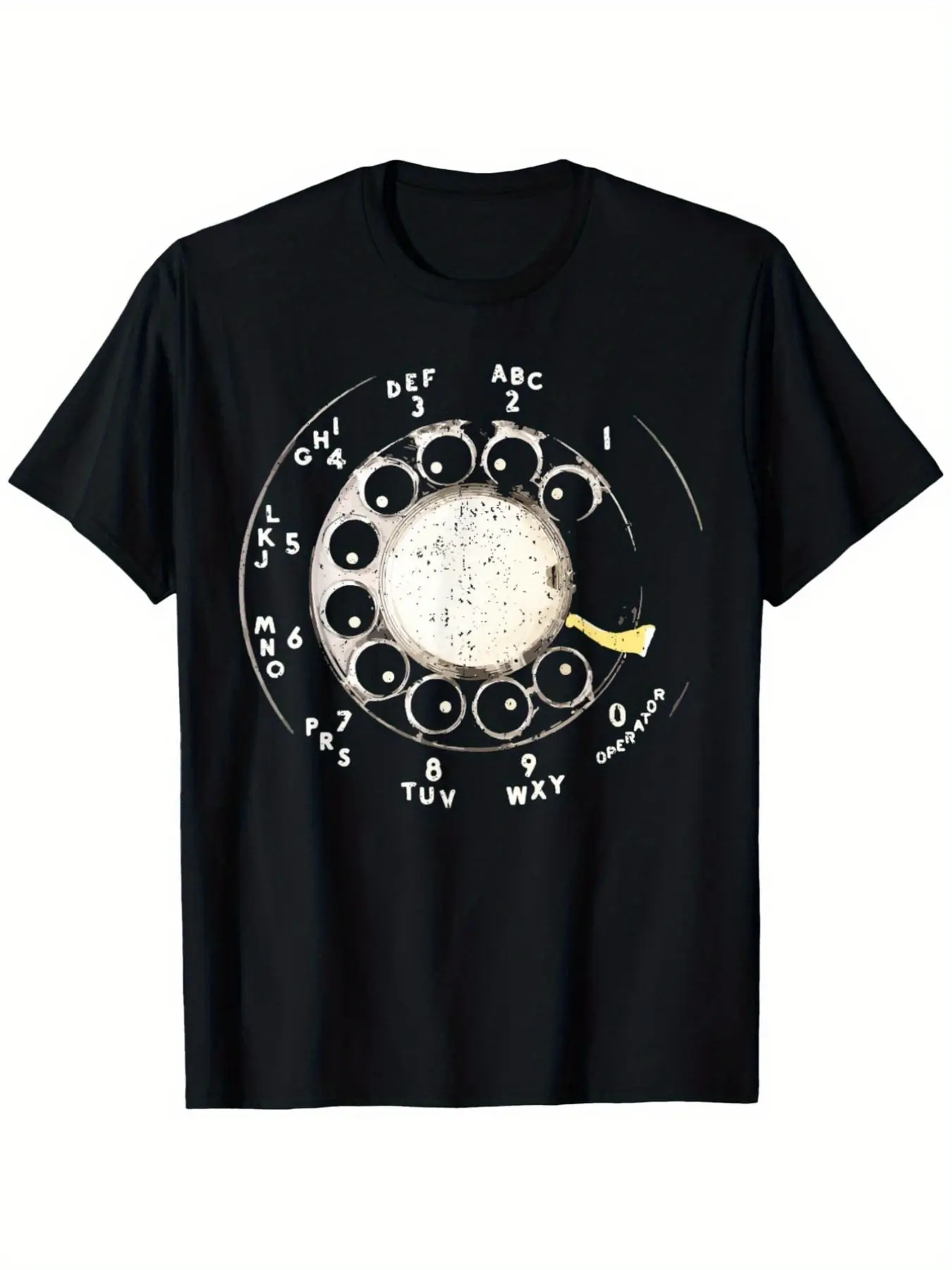 Men's Vintage Telephone Dial Graphic T-Shirt - Ret unisex soft cotton short sleeve t shirt, vintage graphic casual tee for men women teens, perfect birthday holiday gift for camping travel gym daily street  wear