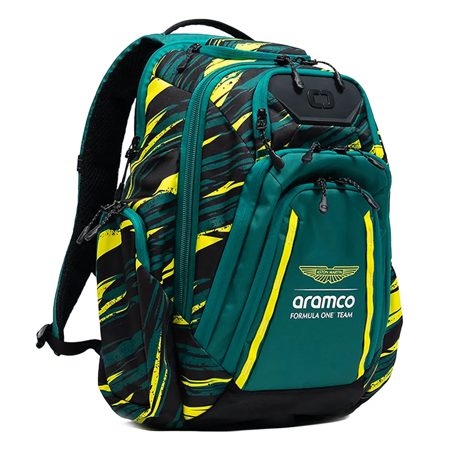 OGIO x Aston Martin F1 Team Gambit Pro Backpack in Green, International Travel, Passport Access