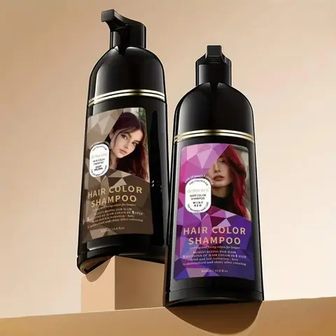 Hair dye Shampoo, Quick hair dye,hair care,Fruity aroma-Black & Brown-3-In-1 Color–Plant extracts-Long Lasting–500 Ml Haircare Oil