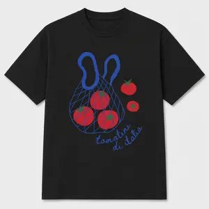 Tomato Tote Graphic T-Shirt for Women Aesthetic Veggie Print Tee Cute Minimal Food Art Shirt Casual Top Womenswear Tshirt