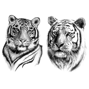 Cool Tiger Temporary Tattoo Stickers for Men, Stylish Body Art Design for Unique Fashion Expression, Set of 2 Cool Tattoos, Tattoo Paper