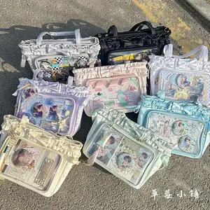 Japanese Two-dimensional Lolita Transparent Pain Bag Ruffled Bow Sweet Sister Daily Commuting Versatile Shoulder Bag