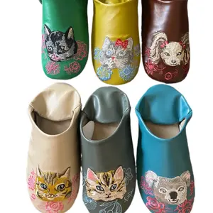 Nathalie Lete Embroidered House Slippers. Animal faces. YOU CHOOSE! Women Flipflop Slide Footwear Multicolor