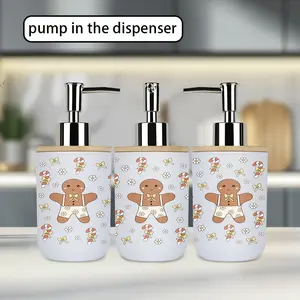 1pc Christmas dispenser, cartoon gingerbread man, dual-function toothbrush cup dispenser - reusable for shampoo, shower gel, bathroom, and kitchen use A Valentine's Day/Christmas gift (assembly required, parts inside the cup)