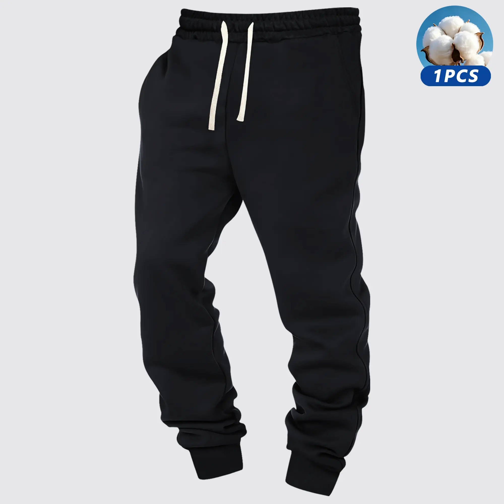 Spring Fall Men's Sweatpants Solid Color Smooth Finish Casual-Sporty Style Elastic Waistband Drawstring Travel Vacation Casual-Sporty Men's Apparel, Cuffed Pants