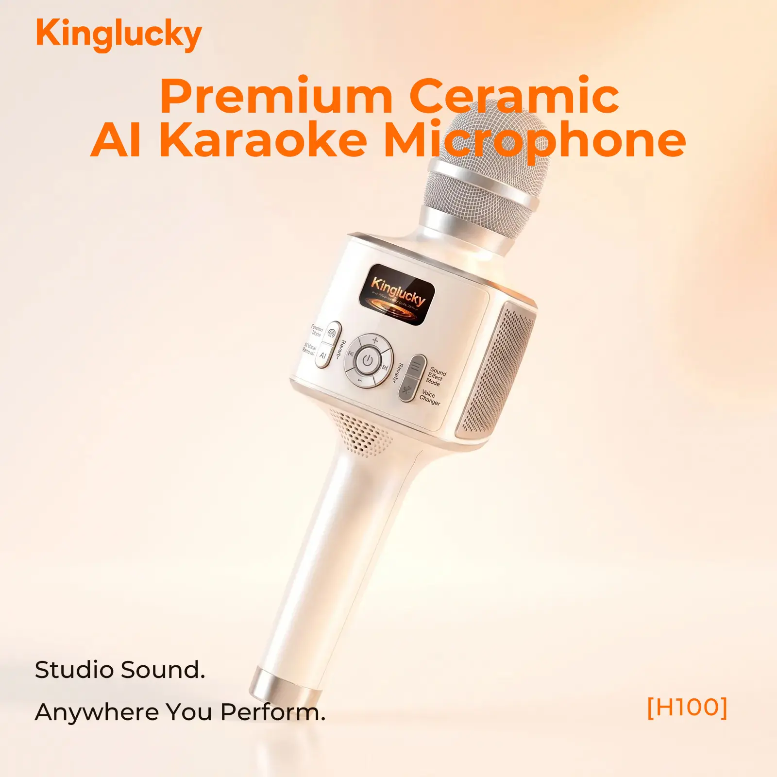 KINGLUCKY H100 Flagship Karaoke Machine with Wireless Microphone, Portable Bluetooth Speaker with Voice Changer, Party Singing Machine for Adults & Kids, Family Party and Gifts