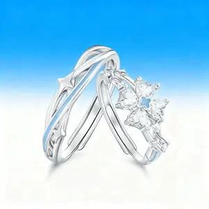 Meteor Luminous Couple Rings for Men and Women, Light Luxury Fashion High-End Enamel Luminous Meteor Adjustable Pair Rings for Men C30018-JZ