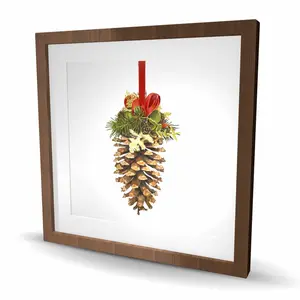 Begin Home Decor C1FM2424O9RQG7 24 x 24 in. Christmas Pine Cone Wall Art - Kitchen Red Framed Matted Print Decor