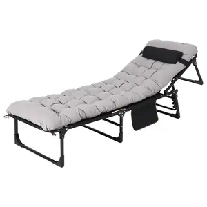 Heavy Duty Portable Folding Camping Cot for Adults – Removable Thick Mattress and Carry Bag – Double Layer Oxford – 400lbs Capacity – For Outdoor, Home, Guest, Office Nap – Grey, 170CM