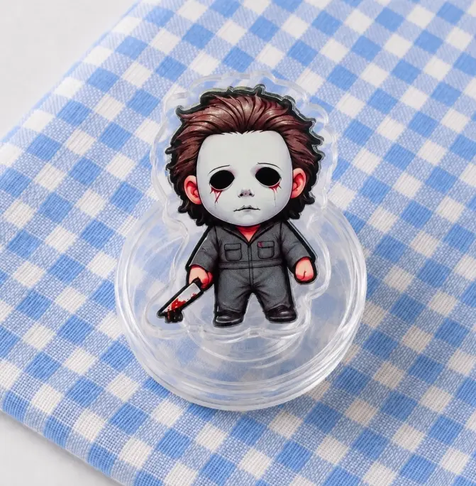 Horror Mask Phone Grip, Slasher Inspired Acrylic Phone Stand, Creepy Chibi Phone Grip Holder, Halloween Cell Phone Accessory, Horror Fan Gift, Spooky Phone Grip