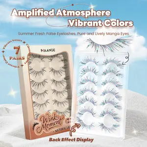 MAANGE 7 Pairs C Curl Natural Glitter Lashes, Wink Moment Sparkle False Eyelashes, Soft & Lightweight, Seamless Blend, Reusable, Beginner Friendly, Perfect for Everyday & Special Occasions