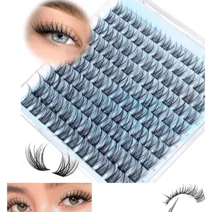 110 PCS Wispy Cluster Eyelash Extensions, C Curl Individual Lashes, 10-16mm Mix Length Natural Look False Lashes, Ultra Thin Lash Band Soft Fluffy DIY Lashes for Beginners Daily Makeup