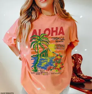 aloha shirt, womens oversized aloha t shirt, retro beach shirt, beachy, beach , hawaii , vintage hawaii , ocean shirt,Gildan 5000