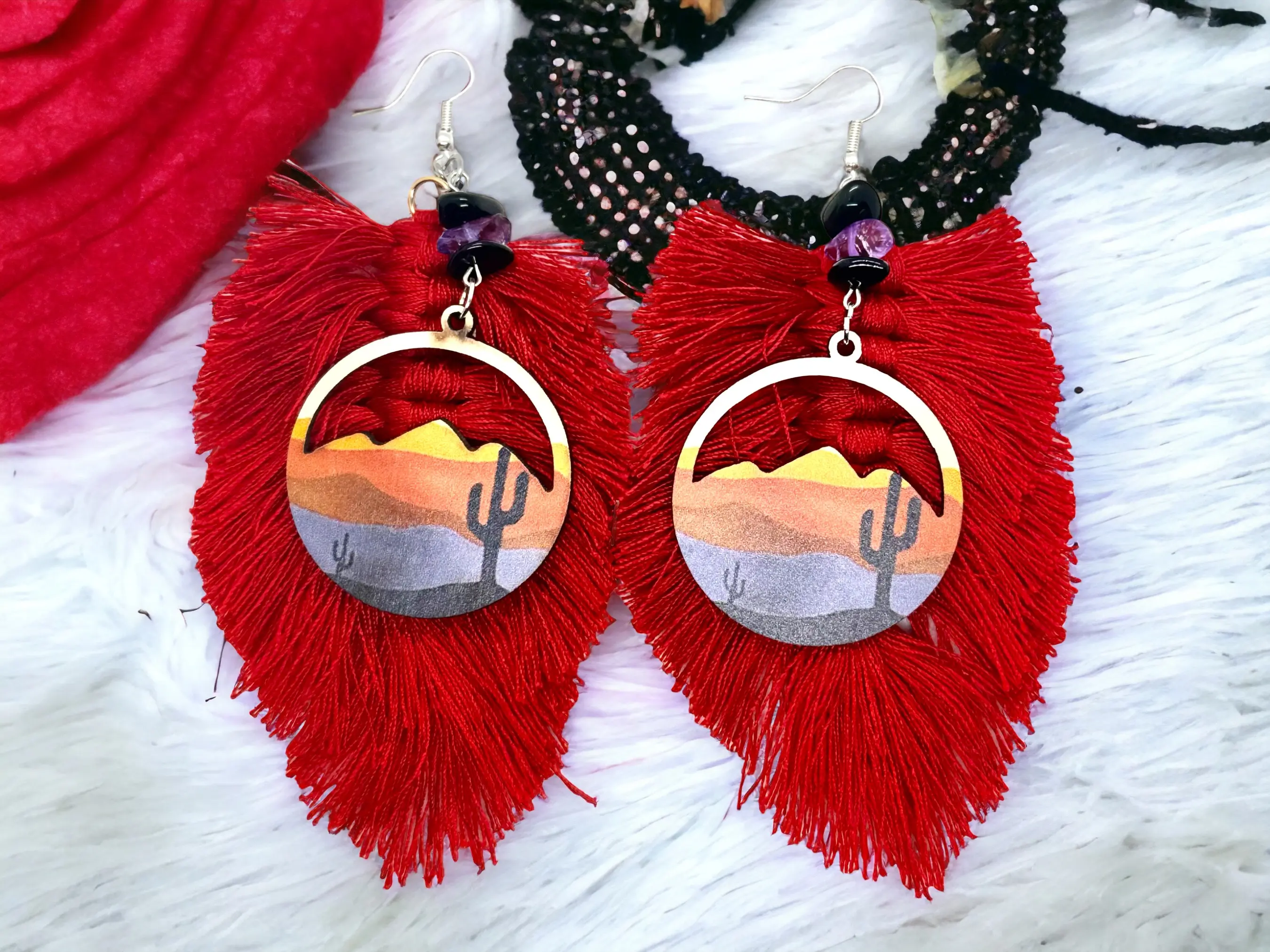 Saguaro Macrame Earrings