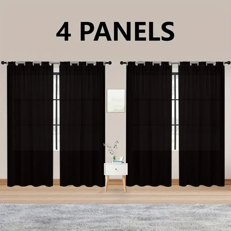 1 set of 4 pieces, black printed curtains, 100% blackout curtains, Blackout Window Cover, privacy protection, top eyelets, easy to install home decoration curtains, easy to clean