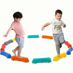 Kids Balance Beam Stepping Stone Set, Balance Board, Non-Slip Rubber Base for Safe Play, Multicolor Classic Design, Ideal for Toddlers' Development