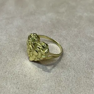 14k Gold Nugget Ring Size 8 - Elegant Gold Tone Jewelry for Women