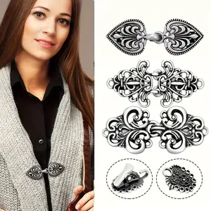 Vintage sweater with knob clip, silver lock clip for shawls, dress brooches for girls, fashion decor Cute Clasps Stylish Durability Style Elegant