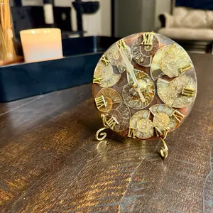 Ammonite Clock w/Stand