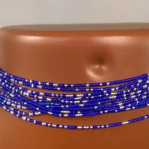 AAEssentials Blue and White Arrangements Glass Waist Beads for Stylish Wear