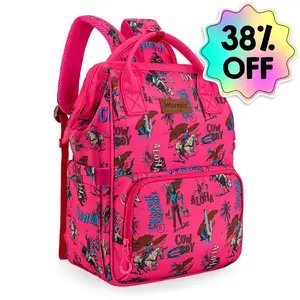 Wrangler WildWest Travel Backpack with Side Wipes Pocket, Waterproof Pocket, Large Capacity Carry On Diaper Backpack for Work, Travel, School, Hiking
