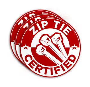 Zip Tie Certified Sticker Funny Technician Mechanic Electrician Construction 2" Hard Hat Sticker Die-Cut Vinyl Sticker for Water Bottle Tumbler Phone Case Laptop Cars Decal Gifts