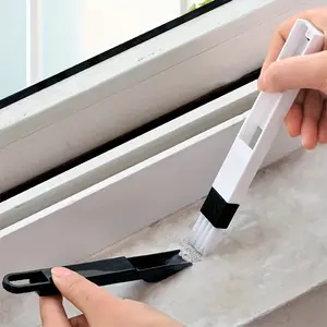 Window Gap Brush, Window Cleaning Tool, Multifunctional 2-In-1 Design with Broom and Dustpan, PP Material Hard Bristles, Ideal for Kitchen Bathroom Corners