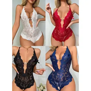 Sexy Bodysuit Woman Underwear Sexy Lingerie Lace Bodysuit Open Bra Crotchless Lenceria  Mujer Sexi Costumes